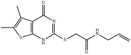 N-allyl-2-((5,6-dimethyl-4-oxo-3,4-dihydrothieno[2,3-d]pyrimidin-2-yl)thio)acetamide Struktur