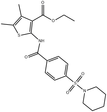 ethyl 4,5-dimethyl-2-(4-(piperidin-1-ylsulfonyl)benzamido)thiophene-3-carboxylate Struktur