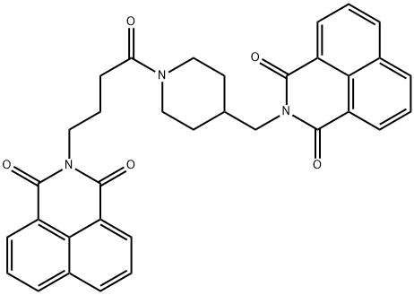 2-((1-(4-(1,3-dioxo-1H-benzo[de]isoquinolin-2(3H)-yl)butanoyl)piperidin-4-yl)methyl)-1H-benzo[de]isoquinoline-1,3(2H)-dione Struktur