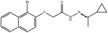 2-[(1-bromo-2-naphthyl)oxy]-N'-(1-cyclopropylethylidene)acetohydrazide Struktur