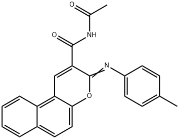 (Z)-N-acetyl-3-(p-tolylimino)-3H-benzo[f]chromene-2-carboxamide Struktur