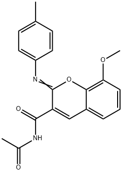 (Z)-N-acetyl-8-methoxy-2-(p-tolylimino)-2H-chromene-3-carboxamide Struktur