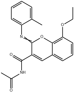 (Z)-N-acetyl-8-ethoxy-2-(o-tolylimino)-2H-chromene-3-carboxamide Struktur