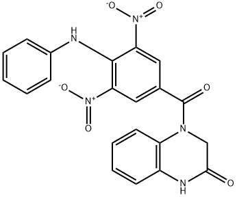 4-(3,5-dinitro-4-(phenylamino)benzoyl)-3,4-dihydroquinoxalin-2(1H)-one Struktur