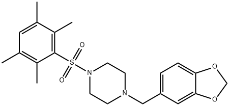 1-(benzo[d][1,3]dioxol-5-ylmethyl)-4-((2,3,5,6-tetramethylphenyl)sulfonyl)piperazine Struktur