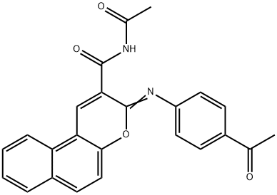 (Z)-N-acetyl-3-((4-acetylphenyl)imino)-3H-benzo[f]chromene-2-carboxamide Struktur