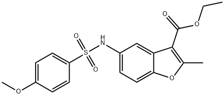 ethyl 5-((4-methoxyphenyl)sulfonamido)-2-methylbenzofuran-3-carboxylate Struktur