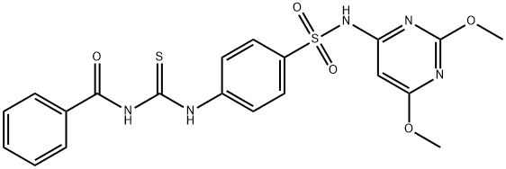 N-{[(4-{[(2,6-dimethoxy-4-pyrimidinyl)amino]sulfonyl}phenyl)amino]carbonothioyl}benzamide Struktur