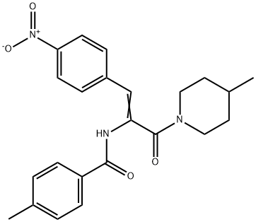 (E)-4-methyl-N-(3-(4-methylpiperidin-1-yl)-1-(4-nitrophenyl)-3-oxoprop-1-en-2-yl)benzamide Struktur