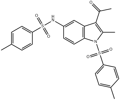 N-(3-acetyl-2-methyl-1-tosyl-1H-indol-5-yl)-4-methylbenzenesulfonamide Struktur