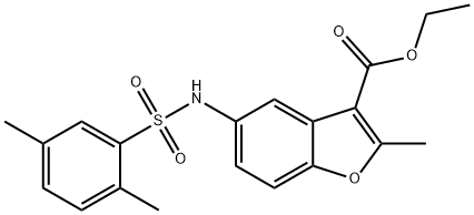 ethyl 5-((2,5-dimethylphenyl)sulfonamido)-2-methylbenzofuran-3-carboxylate Struktur