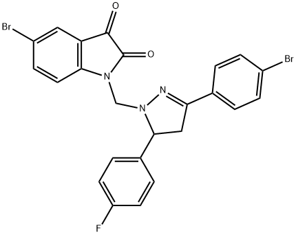 5-bromo-1-((3-(4-bromophenyl)-5-(4-fluorophenyl)-4,5-dihydro-1H-pyrazol-1-yl)methyl)indoline-2,3-dione Struktur