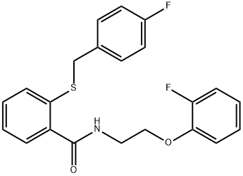 N-[2-(2-fluorophenoxy)ethyl]-2-[(4-fluorophenyl)methylsulfanyl]benzamide Struktur