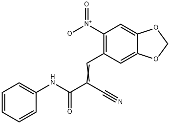 (2E)-2-cyano-3-(6-nitro-1,3-benzodioxol-5-yl)-N-phenylprop-2-enamide Struktur