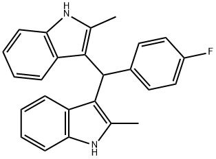 3,3-((4-fluorophenyl)methylene)bis(2-methyl-1H-indole) Struktur