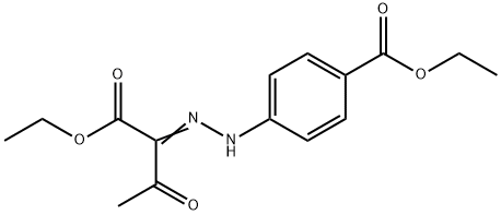 ethyl 4-{2-[1-(ethoxycarbonyl)-2-oxopropylidene]hydrazino}benzoate Struktur