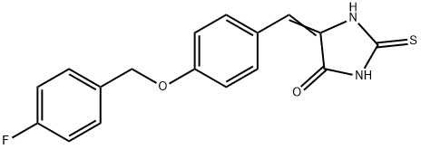 (Z)-5-(4-((4-fluorobenzyl)oxy)benzylidene)-2-thioxoimidazolidin-4-one Struktur