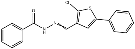 N-[(E)-(2-chloro-5-phenylthiophen-3-yl)methylideneamino]benzamide Struktur