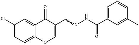 N-[(E)-(6-chloro-4-oxochromen-3-yl)methylideneamino]-3-methylbenzamide Struktur