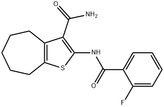 2-(2-fluorobenzamido)-5,6,7,8-tetrahydro-4H-cyclohepta[b]thiophene-3-carboxamide Struktur