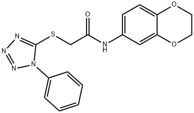 N-(2,3-dihydro-1,4-benzodioxin-6-yl)-2-[(1-phenyl-1H-tetrazol-5-yl)sulfanyl]acetamide Struktur