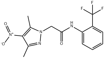 2-(3,5-dimethyl-4-nitro-1H-pyrazol-1-yl)-N-(2-(trifluoromethyl)phenyl)acetamide Struktur