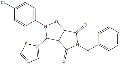 5-benzyl-2-(4-chlorophenyl)-3-(thiophen-2-yl)tetrahydro-4H-pyrrolo[3,4-d]isoxazole-4,6(5H)-dione Struktur