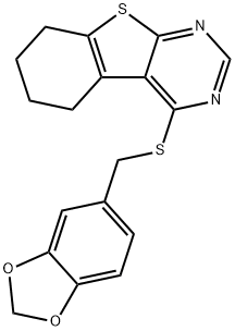 4-((benzo[d][1,3]dioxol-5-ylmethyl)thio)-5,6,7,8-tetrahydrobenzo[4,5]thieno[2,3-d]pyrimidine Struktur