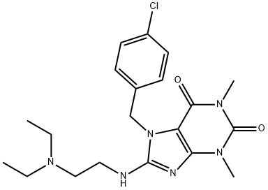 7-(4-chlorobenzyl)-8-((2-(diethylamino)ethyl)amino)-1,3-dimethyl-3,7-dihydro-1H-purine-2,6-dione Struktur