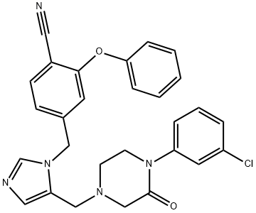 Benzonitrile, 4-[[5-[[4-(3-chlorophenyl)-3-oxo-1-piperazinyl]methyl]-1H-imidazol-1-yl]methyl]-2-phenoxy- Struktur