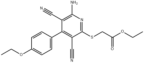 ethyl 2-((6-amino-3,5-dicyano-4-(4-ethoxyphenyl)pyridin-2-yl)thio)acetate Struktur