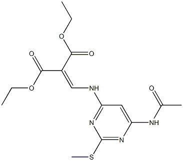 Propanedioicacid, 2-[[[6-(acetylamino)-2-(methylthio)-4-pyrimidinyl]amino]methylene]-,1,3-diethyl ester Struktur