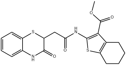 methyl 2-(2-(3-oxo-3,4-dihydro-2H-benzo[b][1,4]thiazin-2-yl)acetamido)-4,5,6,7-tetrahydrobenzo[b]thiophene-3-carboxylate Struktur