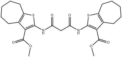 dimethyl 2,2-(malonylbis(azanediyl))bis(5,6,7,8-tetrahydro-4H-cyclohepta[b]thiophene-3-carboxylate) Struktur