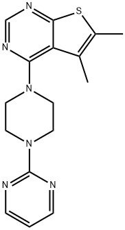 5,6-dimethyl-4-(4-(pyrimidin-2-yl)piperazin-1-yl)thieno[2,3-d]pyrimidine Struktur