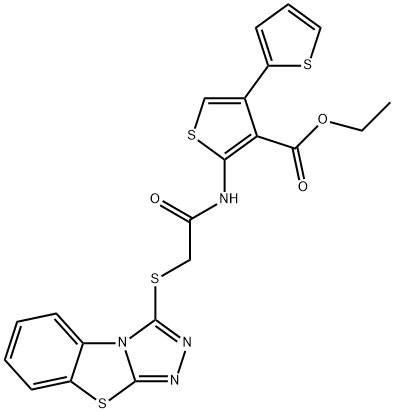 ethyl 5-(2-(benzo[4,5]thiazolo[2,3-c][1,2,4]triazol-3-ylthio)acetamido)-[2,3-bithiophene]-4-carboxylate Struktur