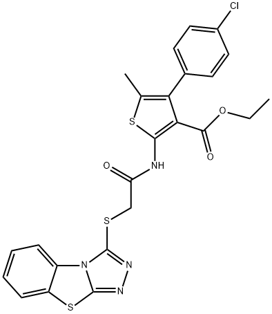 ethyl 2-(2-(benzo[4,5]thiazolo[2,3-c][1,2,4]triazol-3-ylthio)acetamido)-4-(4-chlorophenyl)-5-methylthiophene-3-carboxylate Struktur