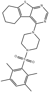 4-(4-((2,3,5,6-tetramethylphenyl)sulfonyl)piperazin-1-yl)-5,6,7,8-tetrahydrobenzo[4,5]thieno[2,3-d]pyrimidine Struktur