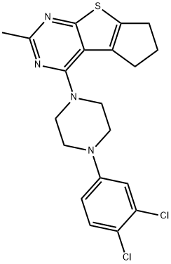 4-(4-(3,4-dichlorophenyl)piperazin-1-yl)-2-methyl-6,7-dihydro-5H-cyclopenta[4,5]thieno[2,3-d]pyrimidine Struktur