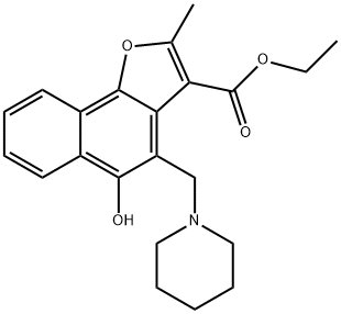 ethyl 5-hydroxy-2-methyl-4-(piperidin-1-ylmethyl)naphtho[1,2-b]furan-3-carboxylate Struktur