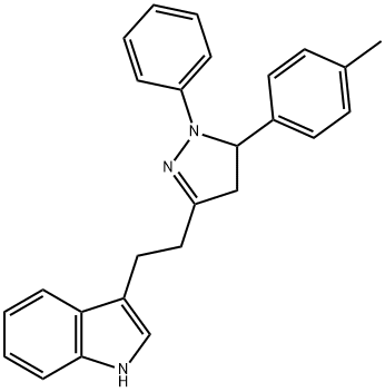 3-(2-(1-phenyl-5-(p-tolyl)-4,5-dihydro-1H-pyrazol-3-yl)ethyl)-1H-indole Struktur