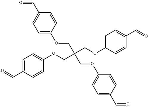 4-{2,2-bis[(4-formylphenoxy)methyl]-3-(4-formylphenoxy)propoxy}benzaldehyde Struktur