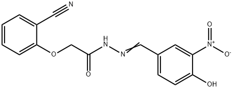 (2-Cyano-phenoxy)-acetic acid (4-hydroxy-3-nitro-benzylidene)-hydrazide Struktur