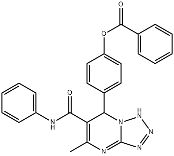 4-(5-methyl-6-(phenylcarbamoyl)-4,7-dihydrotetrazolo[1,5-a]pyrimidin-7-yl)phenyl benzoate Struktur