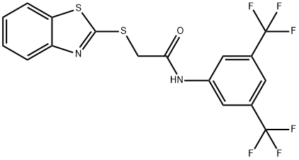 2-(1,3-benzothiazol-2-ylsulfanyl)-N-[3,5-bis(trifluoromethyl)phenyl]acetamide Struktur