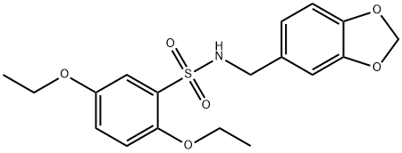 N-(benzo[d][1,3]dioxol-5-ylmethyl)-2,5-diethoxybenzenesulfonamide Struktur