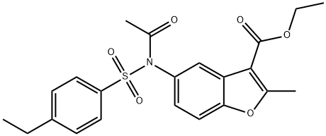 ethyl 5-(N-((4-ethylphenyl)sulfonyl)acetamido)-2-methylbenzofuran-3-carboxylate Struktur