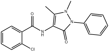 2-chloro-N-(1,5-dimethyl-3-oxo-2-phenyl-2,3-dihydro-1H-pyrazol-4-yl)benzamide Struktur