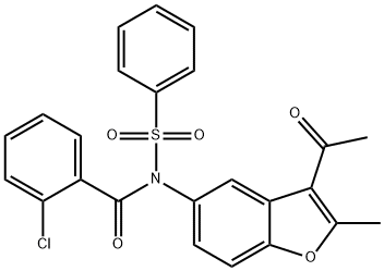 N-(3-acetyl-2-methylbenzofuran-5-yl)-2-chloro-N-(phenylsulfonyl)benzamide Struktur