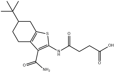 3-[(6-tert-butyl-3-carbamoyl-4,5,6,7-tetrahydro-1-benzothiophen-2-yl)carbamoyl]propanoic acid Struktur